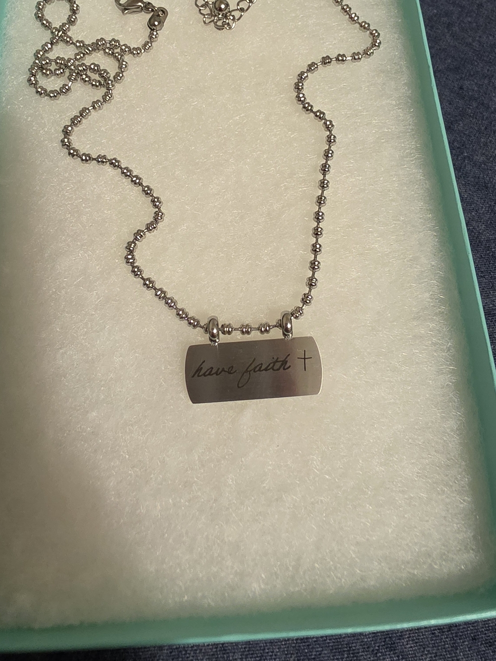JBloom Have Faith Engraved Bar Necklace - Silver Tone